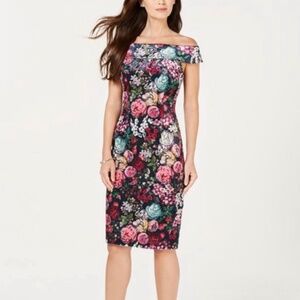 Adrianna Papell Velvet Floral Sheath Dress - Size 14 (EUC)